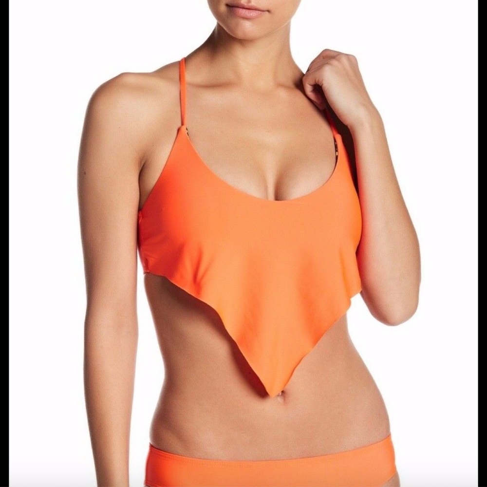 NWT Basta Surf Retro Bikini Ruffle Top Red small